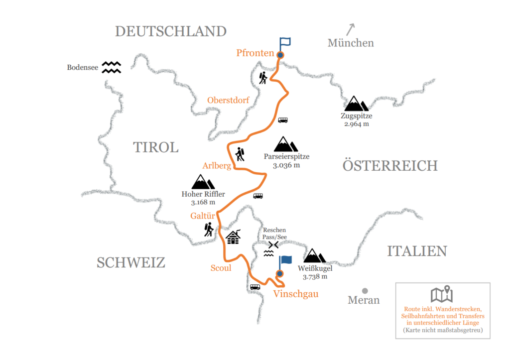 Alpenüberquerung Allgäu Vinschgau Route Alpenüberquerung Allgäu Vinschgau Route